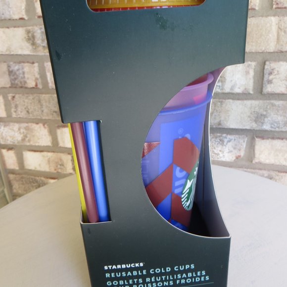 NWT 5 Starbucks reusable cold cups with lids & straws. Size 24oz. - Picture 10 of 10